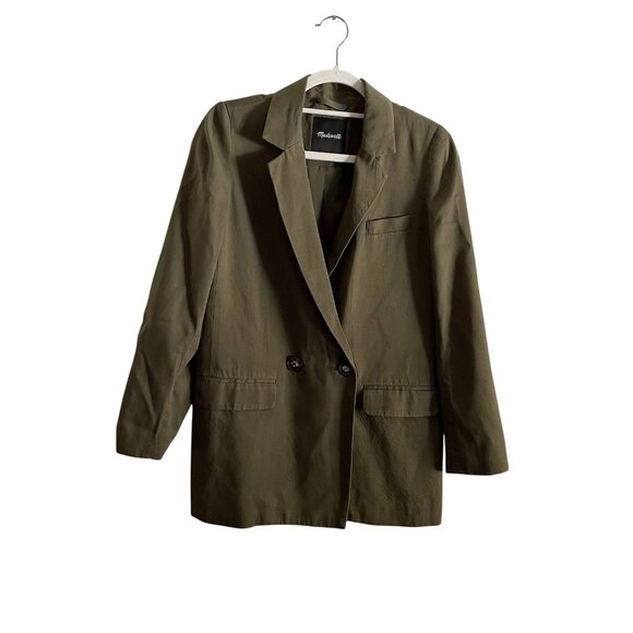 Madewell Womn XS Kale Green Oversized Drapeweave Caldwell Double-Breasted Blazer - Picture 4 of 14